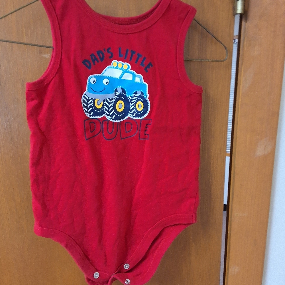 Red Kids Sleeveless Shirt with Truck Design